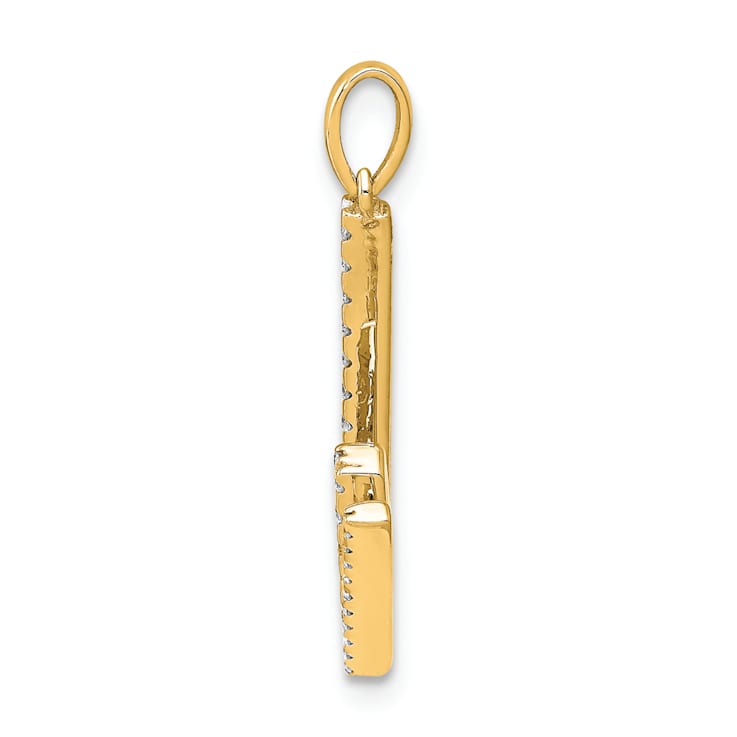 14K Yellow Gold Diamond Letter W Initial Pendant