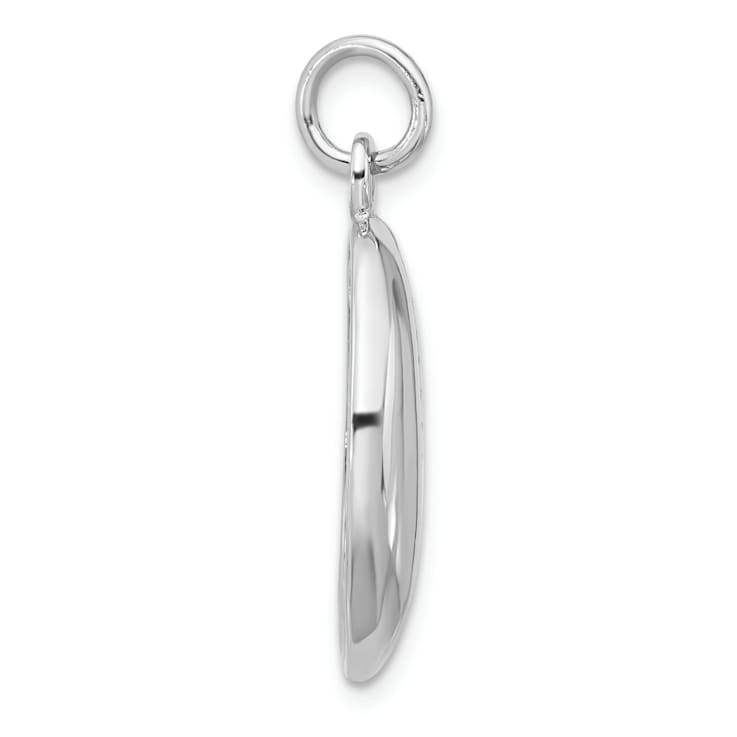 Rhodium Over Sterling Silver Polished Cowrie Shell Pendant