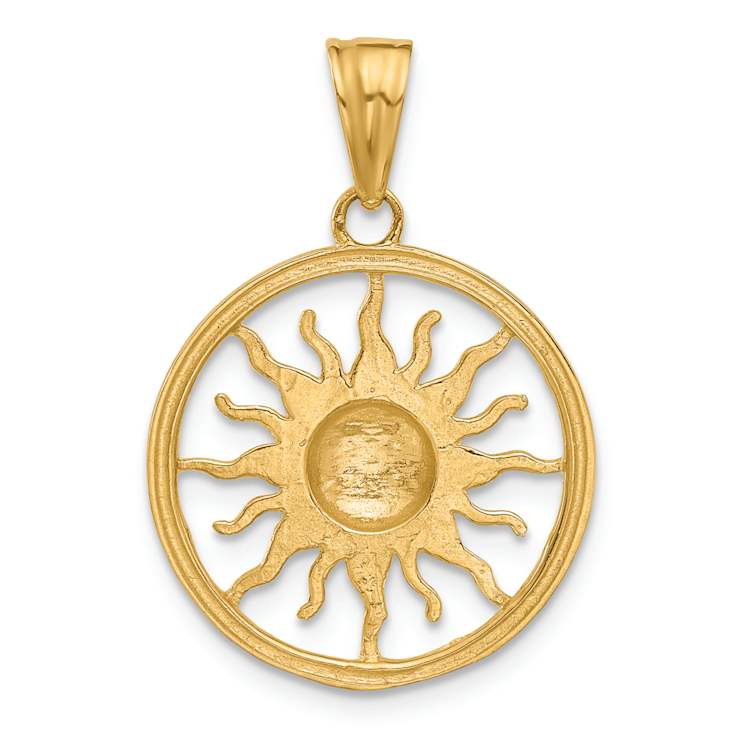 14k Two-tone Gold Diamond-Cut Sun Pendant