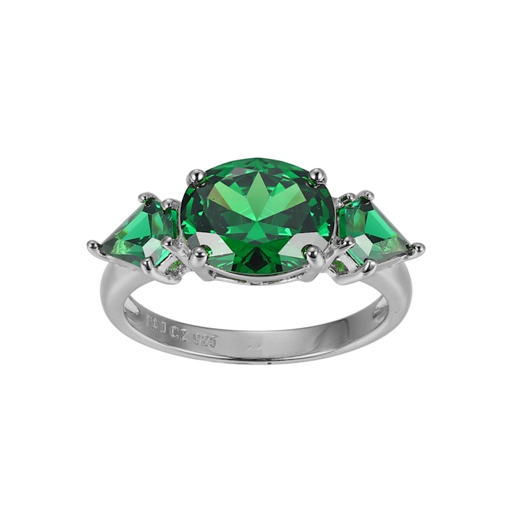 Green Cubic Zirconia Platinum Over Sterling Silver May Birthstone Ring 5.08ctw