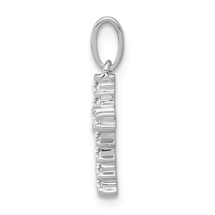 Rhodium Over 14K White Gold Diamond Latin Cross Pendant