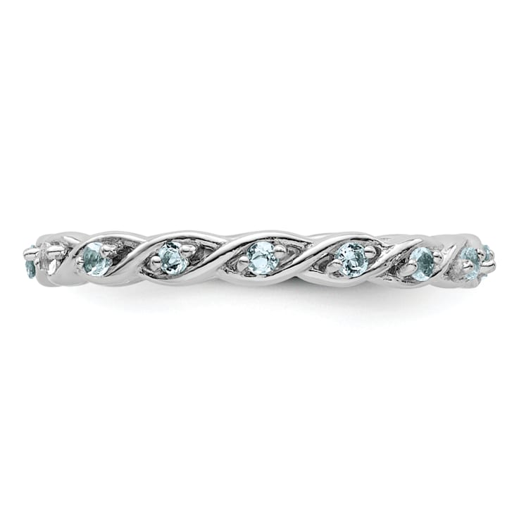 Sterling Silver Stackable Expressions Aquamarine Ring 0.21ctw