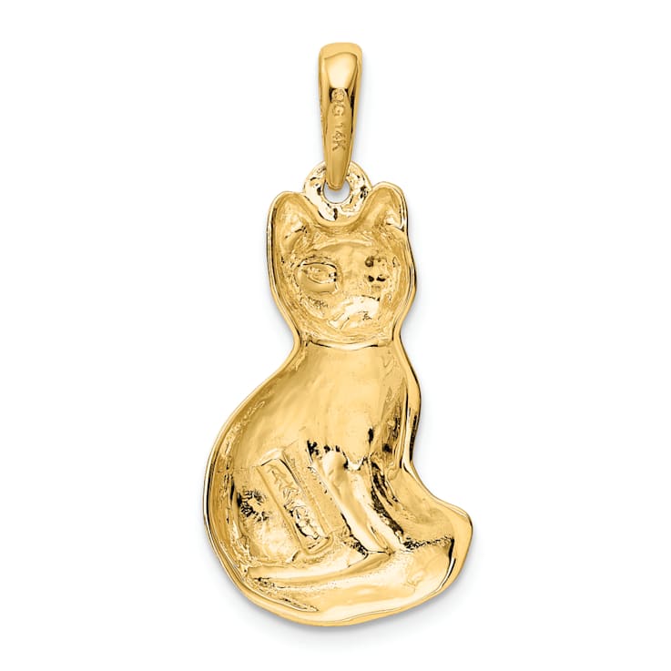14k Yellow Gold Cat Pendant