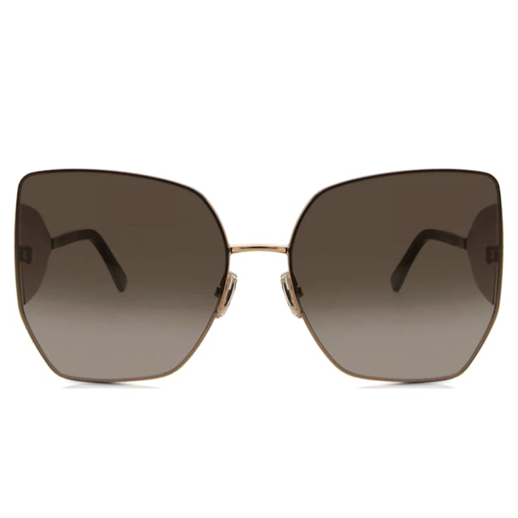 Jimmy Choo River Gold Tone Oversize Frame / Brown Lens Sunglasses