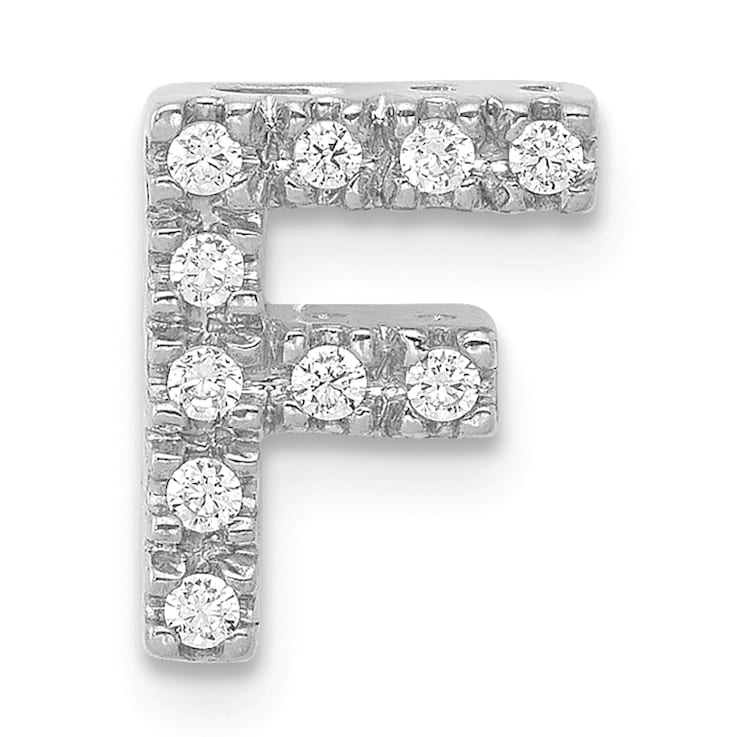 Rhodium Over 14K White Gold Diamond Letter F Initial Charm