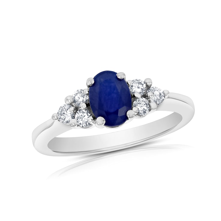 1.10ctw Sapphire and Diamond Ring in 14k White Gold