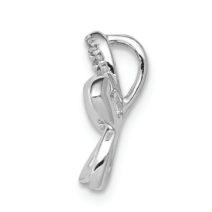 Rhodium Over 14k White Gold Diamond Accent Flower Chain Slide Pendant