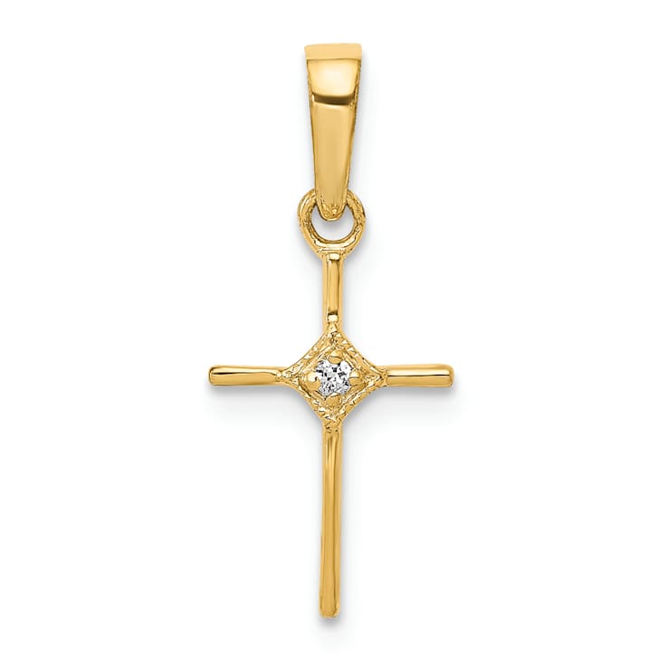 10k Yellow Gold Small Diamond Cross Pendant
