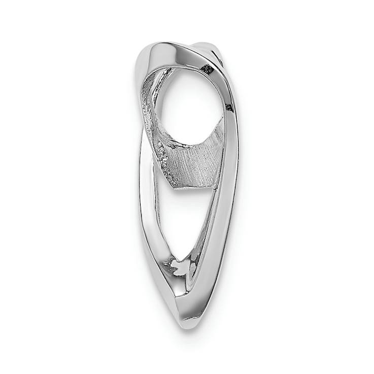 Rhodium Over 14k White Gold Polished Reversible Heart Chain Slide Pendant