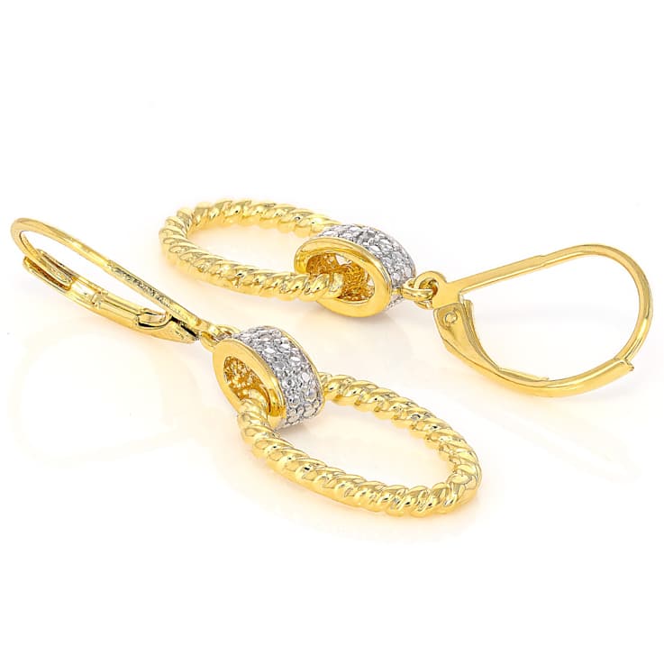 Diamond Station Link Dangle Earrings With Rope Design