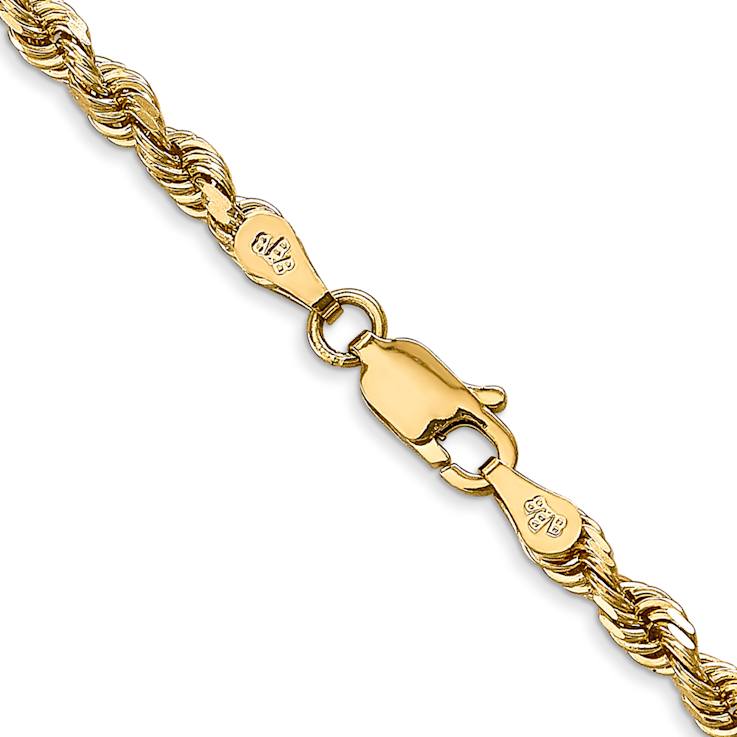 14k Yellow Gold 3.35mm Solid Diamond-Cut Quadruple Rope 24 Inch Chain