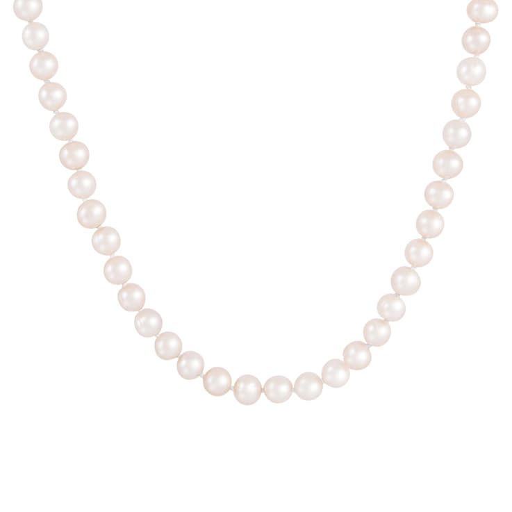 7-8mm White Cultured Freshwater Pearl endless Necklace