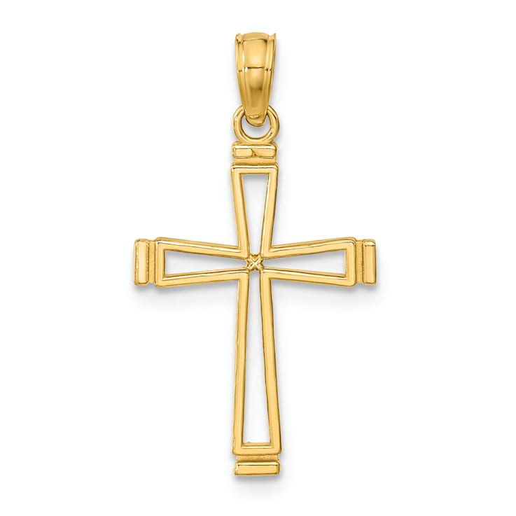 14k Yellow Gold Cut-out Cross Pendant