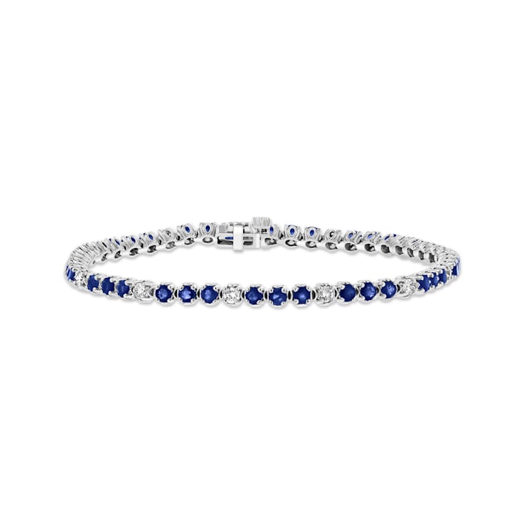 3.09ctw Sapphire and Diamond Bracelet in 14k White Gold