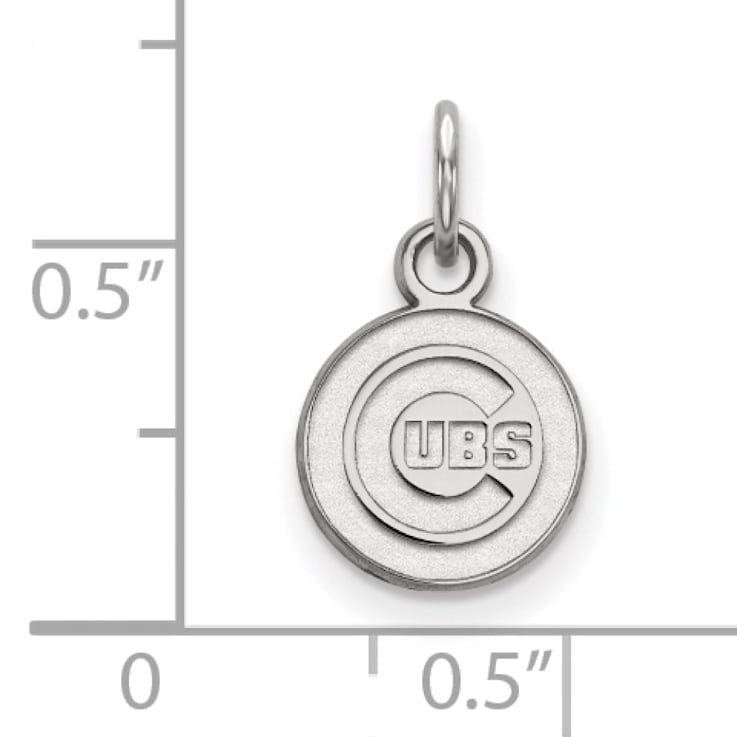 Rhodium Over Sterling Silver MLB Chicago Cubs LogoArt Circle Pendant