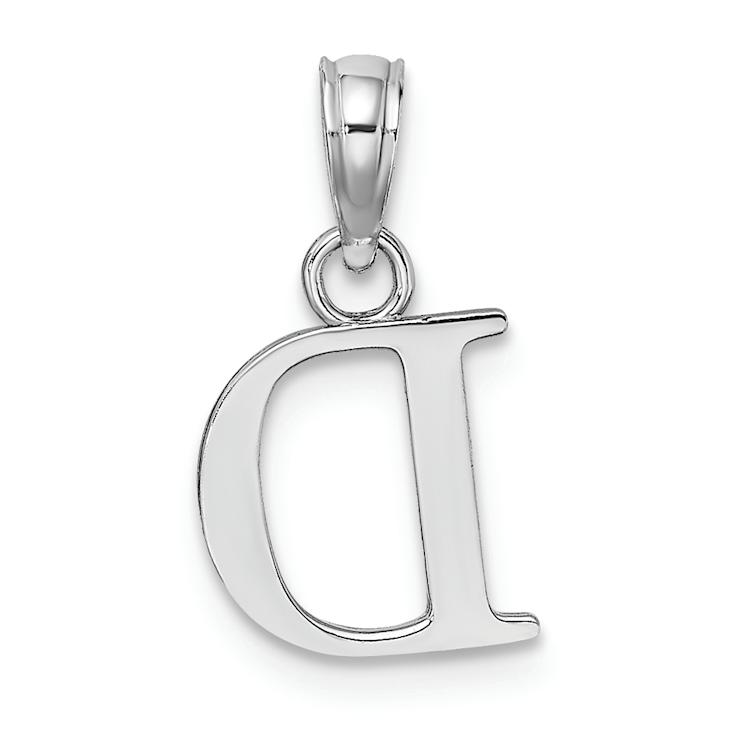 Rhodium Over 14k White Gold Polished Block Letter D Initial Pendant