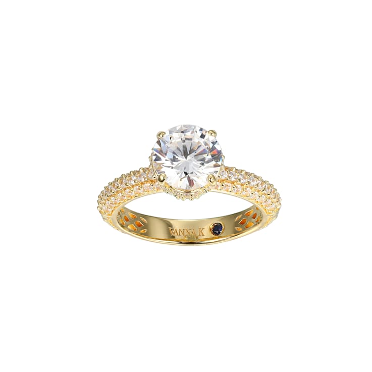 White Cubic Zirconia 18k Yellow Gold Over Sterling Silver Ring 4.05ctw