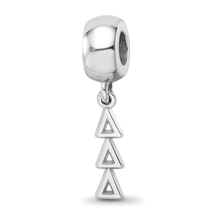Rhodium Over Sterling Silver LogoArt Delta Delta Delta Vertical Letters
on Bead