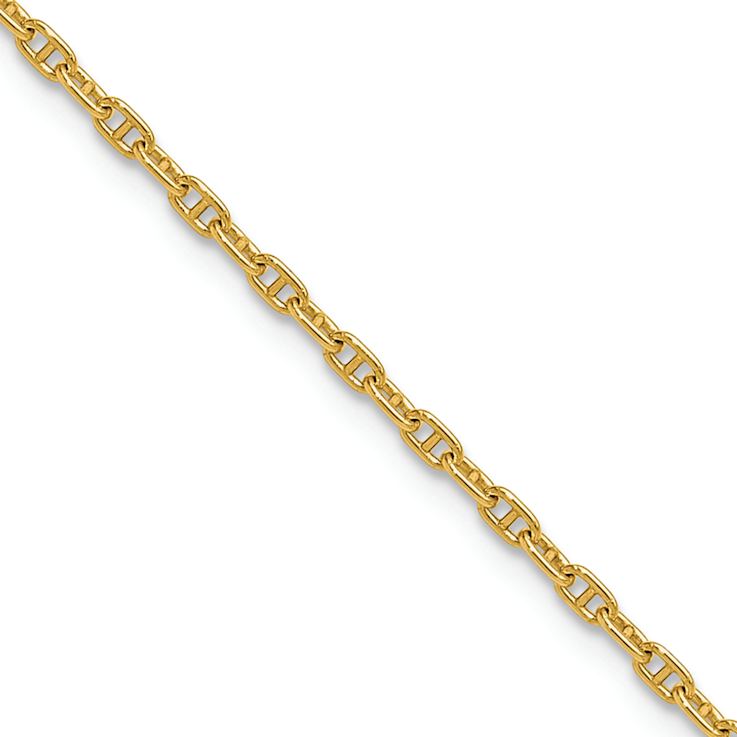 14k Yellow Gold 1.8mm Solid Mariners Link 16 Inch Chain
