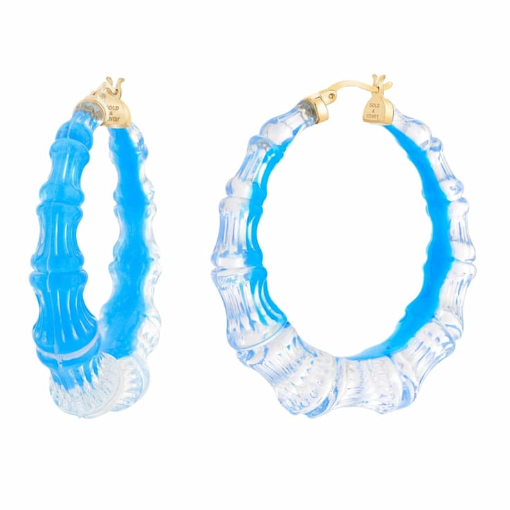 14K Yellow Gold Over Sterling Silver Acrylic and Hand Painted Enamel
Bamboo Illusion Hoops in Fiji