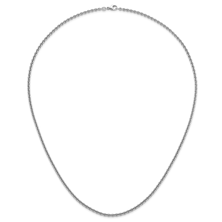 Rhodium Over Sterling Silver 3.1mm Rolo 30 Inch Chain