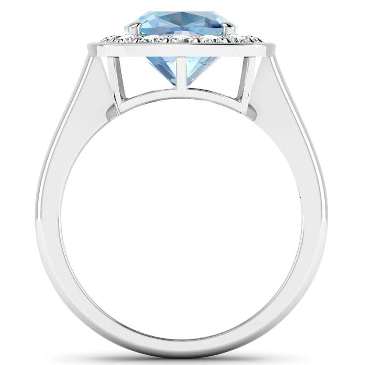 1.96ctw Blue Aquamarine and Diamond 14K White Gold Halo Ring