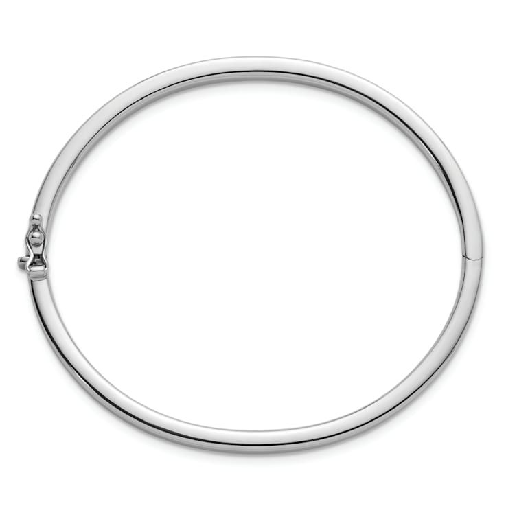 Rhodium Over Sterling Silver 4mm Flat Bangle