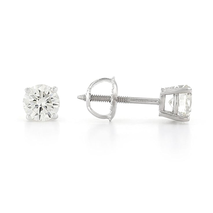 Certified White Lab-Grown Diamond H-I SI 14k White Gold Stud Earrings 1.00ctw