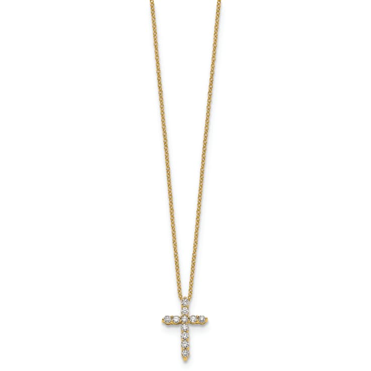 10k Yellow Gold 0.33 ctw Diamond Cross Pendant with 18 inch Cable Chain