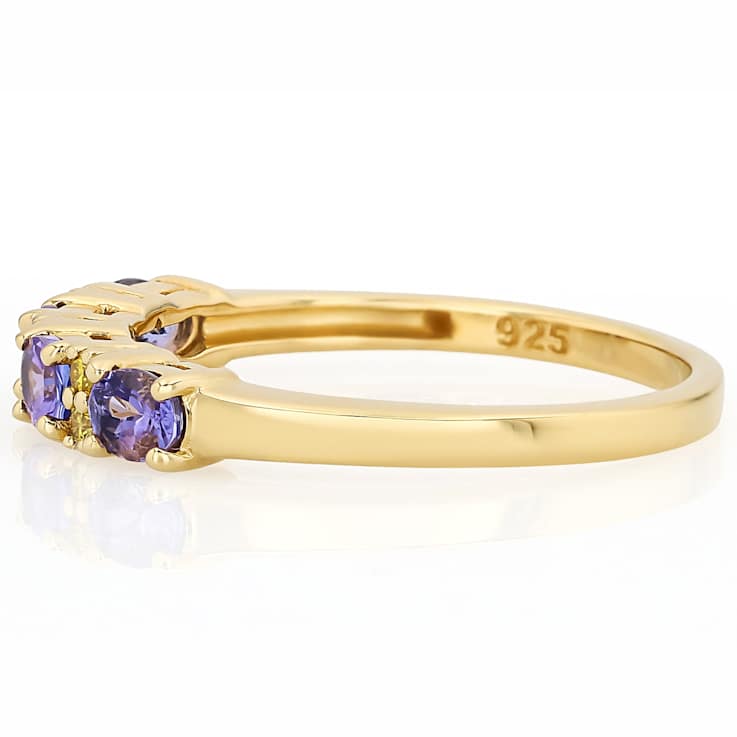 Tanzanite And Multi-Color Lab-Grown Diamond Ring In 18K Gold Over
Sterling Silver 0.64ctw