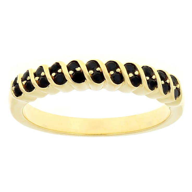 Black Spinel Band Ring In 18K Gold Over Sterling Silver 0.36ctw