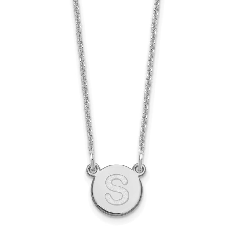 Rhodium Over 14k White Gold Tiny Circle Block Letter S Initial Pendant
Cable Link 18 Inch Necklace