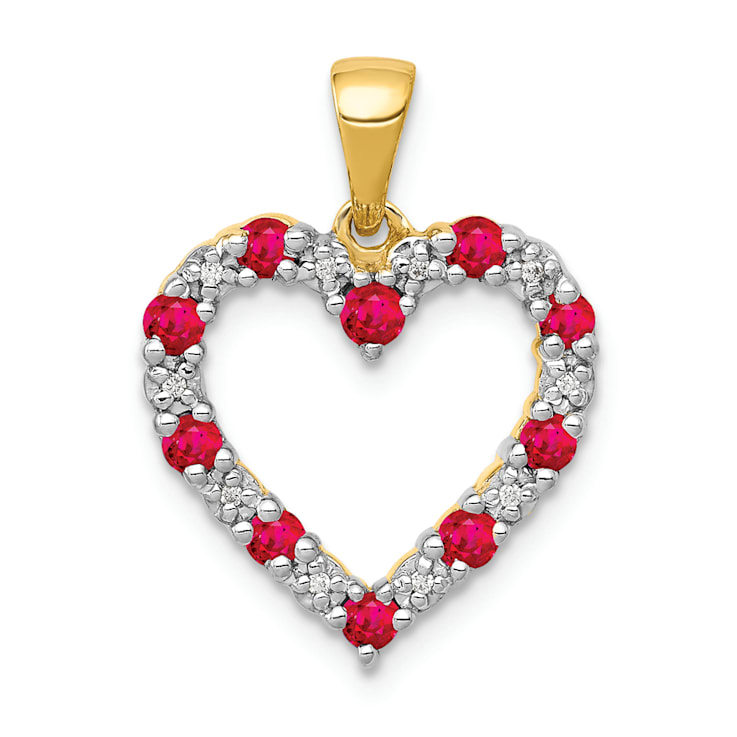 14k Yellow Gold and Rhodium Over 14k Yellow Gold Diamond and 0.40 cttw
Ruby Heart Pendant