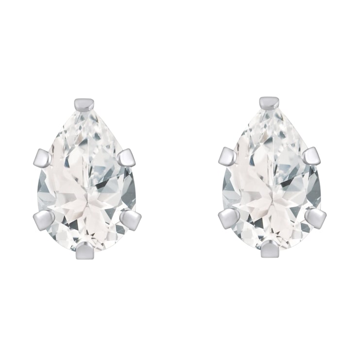 6x4mm Pear Shape White Topaz Rhodium Over 10k White Gold