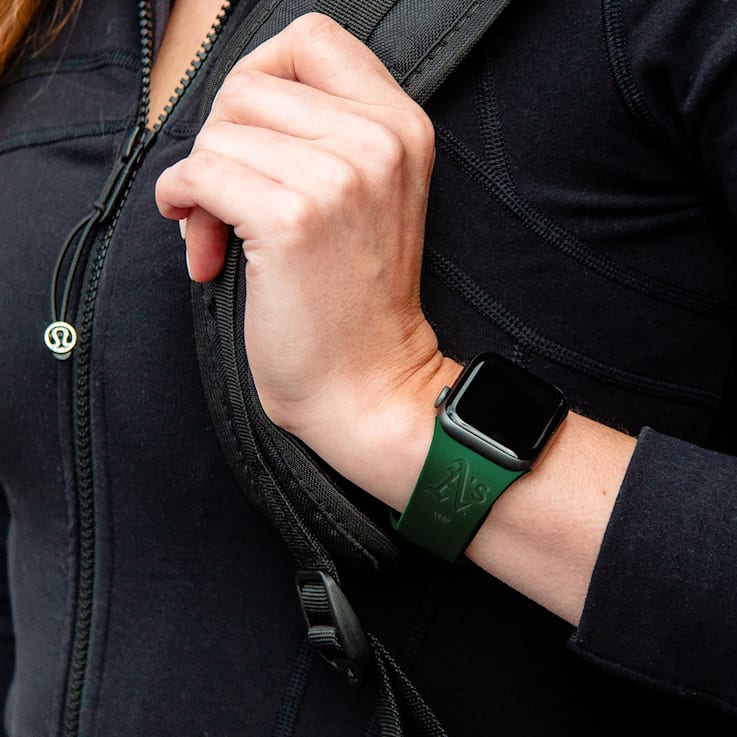 Gametime Oakland Athletics Debossed Silicone Apple Watch Band (38/40mm
M/L). Watch not included.