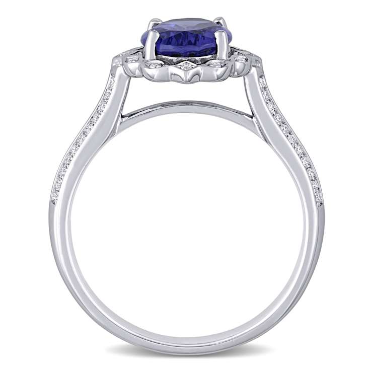 Tanzanite and Diamond 14K White Gold Ring 1.95ctw