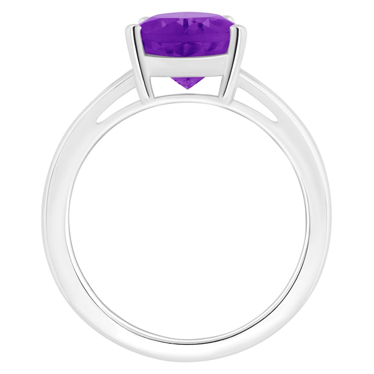 12x8mm Pear Shape Amethyst Rhodium Over Sterling Silver Ring