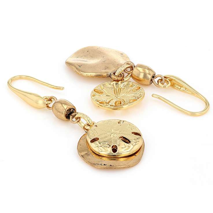 Sand Dollar Dangle Earrings In Gold-Tone
