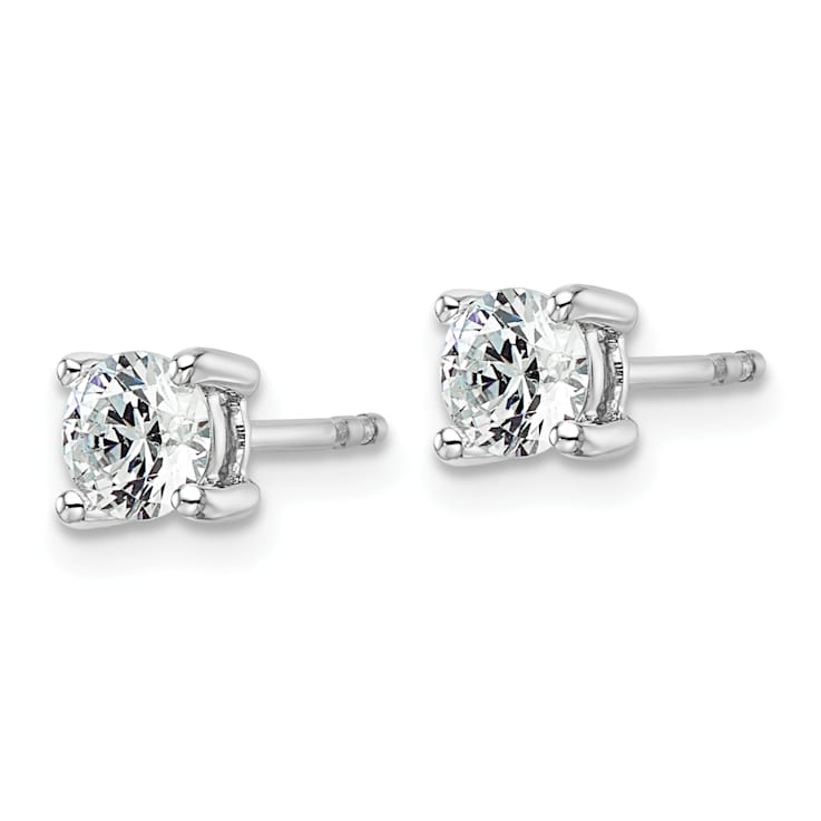 White Lab-Grown Diamond 14k White Gold G-H SI 4-Prong Stud Earrings 0.74ctw