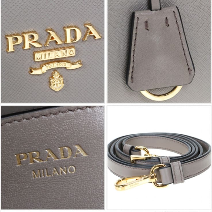 Prada Saffiano Leather Argilla Satchel Handbag - 116S2A
