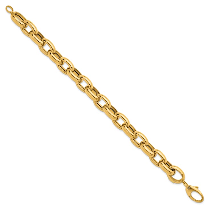14K Yellow Gold 11.5mm Open Link Cable 8 inch Bracelet