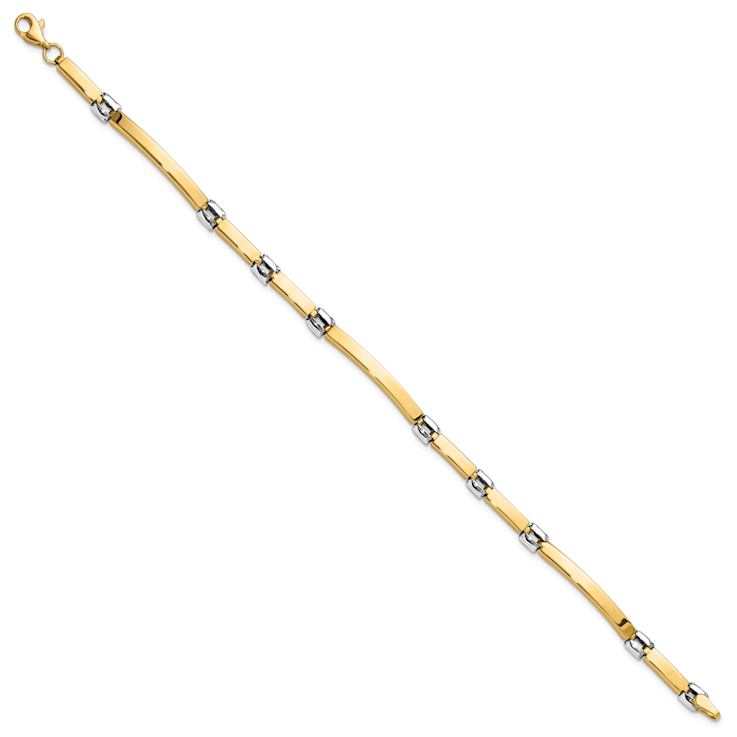 14k Two-tone Gold 4.5mm Polished Fancy Link Bracelet