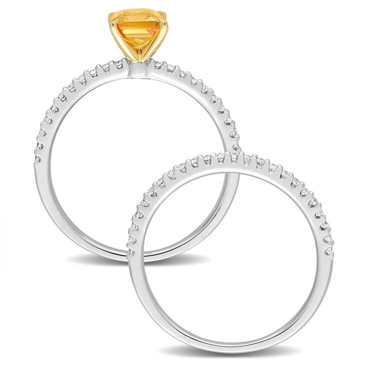 Citrine and Diamond 14K Yellow Gold Bridal Ring 1.48ctw