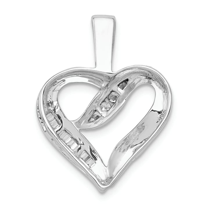 Rhodium Over 14k White Gold Diamond Heart Pendant