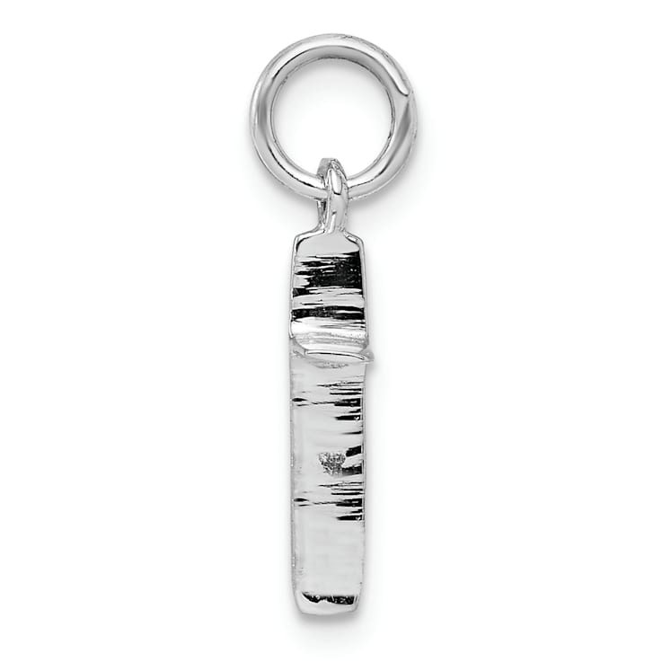 Rhodium Over Sterling Silver Child's Polished Cross Pendant