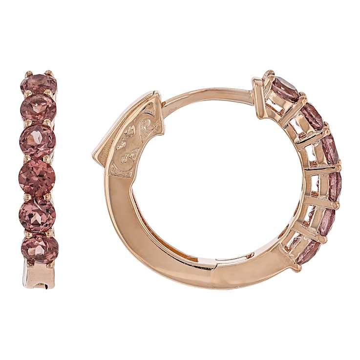 Color Shift Garnet Hoops In 18K Rose Gold Over Sterling Silver 1.73ctw