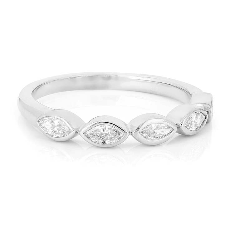 Polished Lab-Grown Marquise Diamond Band Ring In 10K White Gold