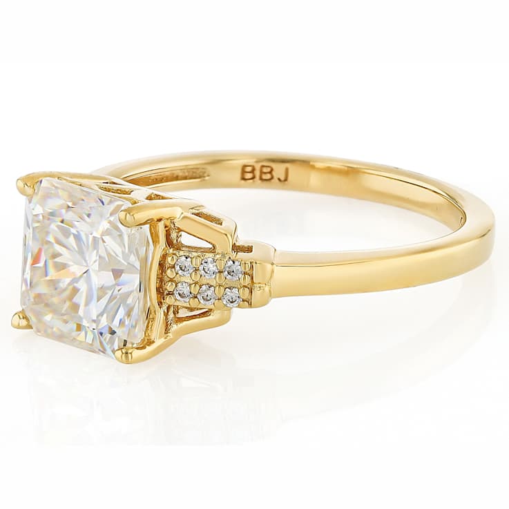 Diamond Simulant Square Octagonal Ring In 18K Gold Over Sterling Silver 3.49ctw