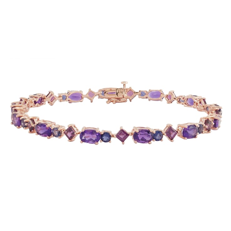Purple African Amethyst 18k Yellow Gold Over Sterling Silver Bracelet