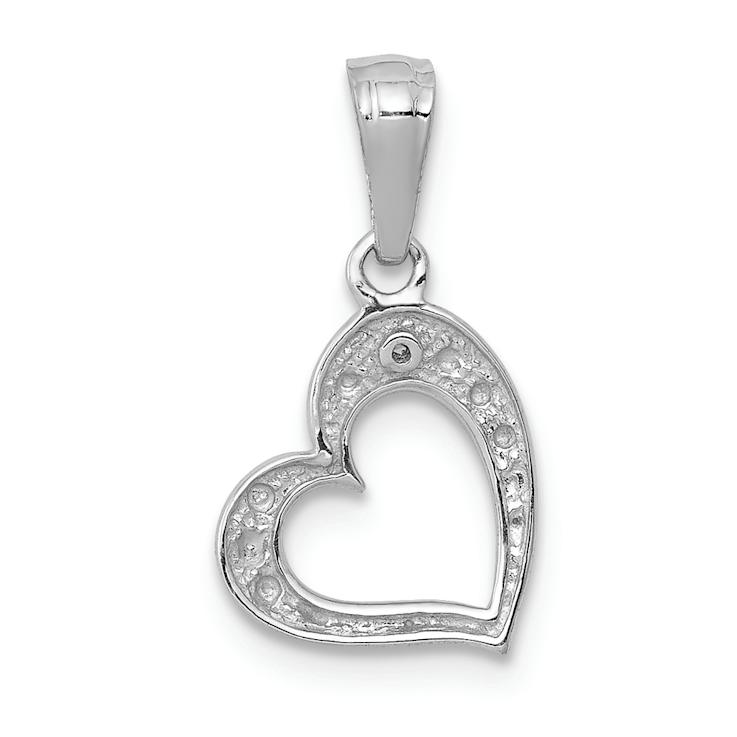 Rhodium Over 14k White Gold Diamond Heart Pendant